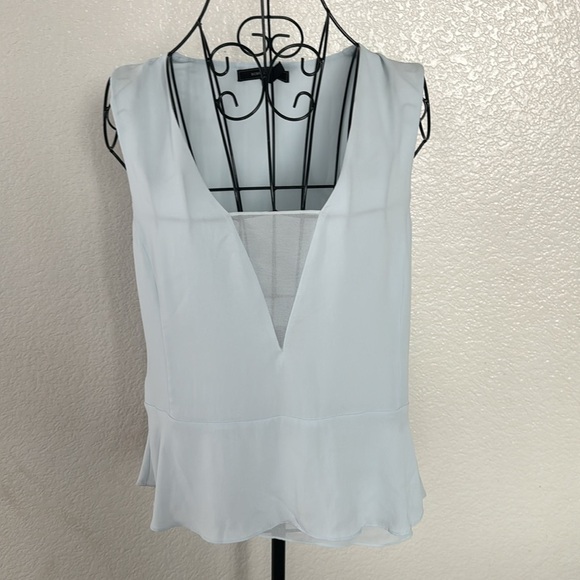 BCBG Maxazria Amerly Light Blue Smoke Peplum Sleeveless - Picture 2 of 4